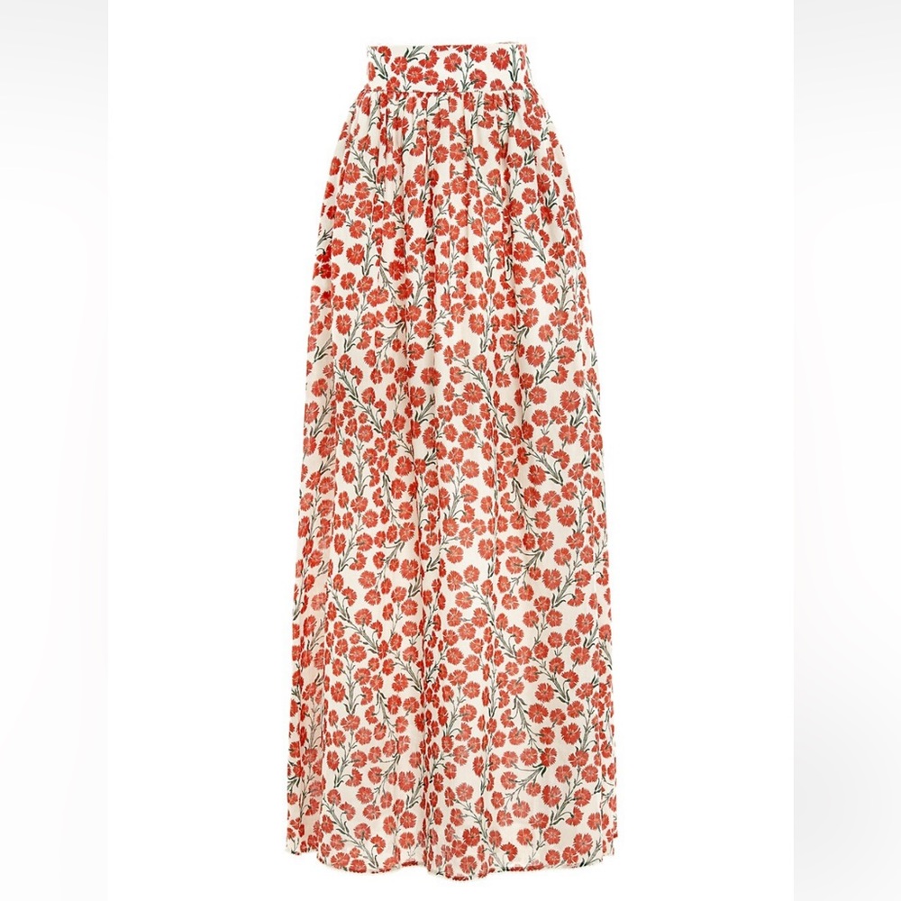 Agua By Agua Bendita Red Poppy Print Maxi Skirt. Size M.
